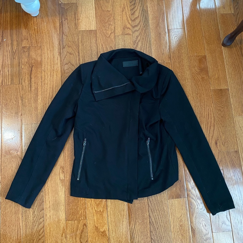 Blank NYC Womens Moto STYLE Jacket Black Zipper Cotton Asymmetrical
